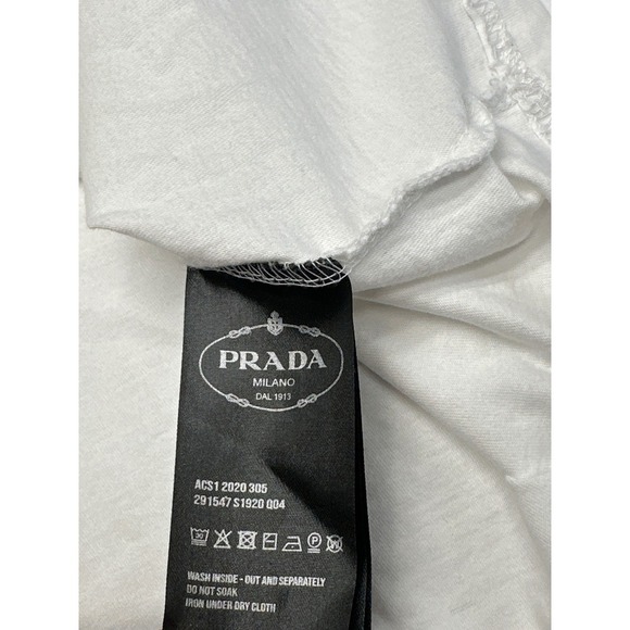 Prada Milano Pocket Logo White Cotton T Shirt Men's Luxury Designer Top Large - Picture 9 of 10
